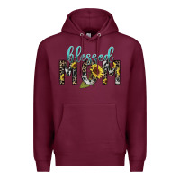 Burgundy Blessed mom sunflower mother's day Premium Hoodie - HowdyJamesFarm