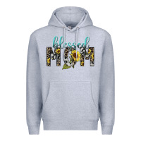 Heather Grey Blessed mom sunflower mother's day Premium Hoodie - HowdyJamesFarm