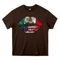 Chocolate Brown mexico usa lips Heavy Core Tee - AdoDesignShop