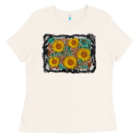 Bone leather sunflower background Ladies Tee - AdoDesignShop