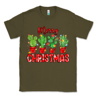 Army Green Merry Christmas Cactuses Classic Tee - MaliasSmallBusiness