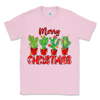 Bubblegum Pink Merry Christmas Cactuses Classic Tee - MaliasSmallBusiness