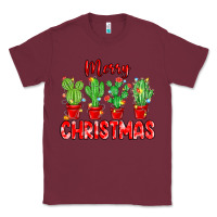 Burgundy Merry Christmas Cactuses Classic Tee - MaliasSmallBusiness