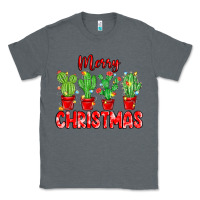 Charcoal Heather Merry Christmas Cactuses Classic Tee - MaliasSmallBusiness