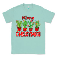 Seafoam Merry Christmas Cactuses Classic Tee - MaliasSmallBusiness