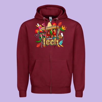Cinco De Mayo Nail Tech Zipper Hoodie Designed By Cowgirlartshop