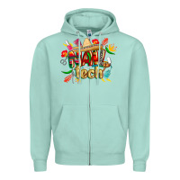 Seafoam cinco de mayo nail tech Zipper Hoodie - CowGirlArtShop