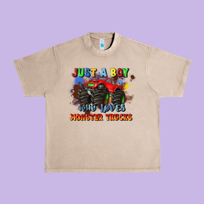 Just A Boy Who Loves Monster Trucks Urban Heavy Tee Designed By Jahusdesignshop