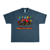 Midnight Navy just a boy who loves monster trucks Urban Heavy Tee - JahusDesignShop
