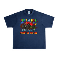 Navy just a boy who loves monster trucks Urban Heavy Tee - JahusDesignShop