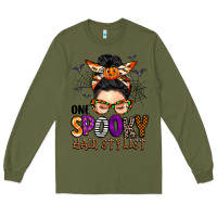 Army Green one spooky hair stylist Long Sleeve Tee - BarkalooDesign