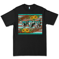 Black western cow serape leopard sunflowers mousepad Premium Tee - BarkalooDesign