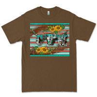 Cacao western cow serape leopard sunflowers mousepad Premium Tee - BarkalooDesign