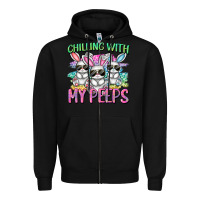 Black chilling with my peeps easter bunnies cowgirl cowg Zipper Hoodie - CowGirlArtShop