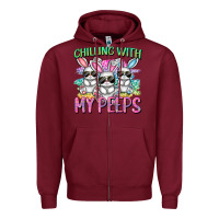 Burgundy chilling with my peeps easter bunnies cowgirl cowg Zipper Hoodie - CowGirlArtShop