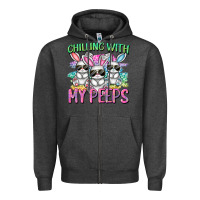 Charcoal Heather chilling with my peeps easter bunnies cowgirl cowg Zipper Hoodie - CowGirlArtShop