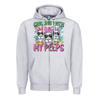 Heather Grey chilling with my peeps easter bunnies cowgirl cowg Zipper Hoodie - CowGirlArtShop