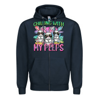Navy chilling with my peeps easter bunnies cowgirl cowg Zipper Hoodie - CowGirlArtShop