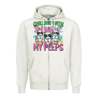 Chilling With My Peeps Easter Bunnies Cowgirl Cowg Zipper Hoodie | Teevron