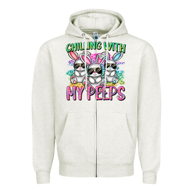 Chilling With My Peeps Easter Bunnies Cowgirl Cowg Zipper Hoodie by CowGirlArtShop | Teevron