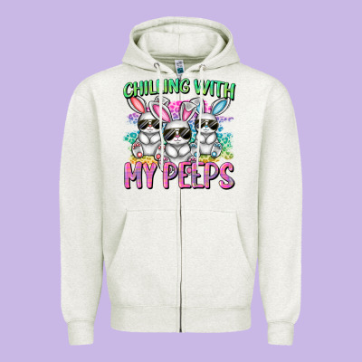 Chilling With My Peeps Easter Bunnies Cowgirl Cowg Zipper Hoodie Designed By Cowgirlartshop
