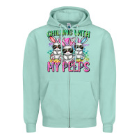 Seafoam chilling with my peeps easter bunnies cowgirl cowg Zipper Hoodie - CowGirlArtShop
