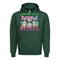 Sports Green chilling with my peeps easter bunnies cowgirl cowg Zipper Hoodie - CowGirlArtShop