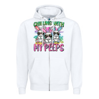 White chilling with my peeps easter bunnies cowgirl cowg Zipper Hoodie - CowGirlArtShop