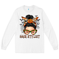White Hair stylist messy bun Long Sleeve Tee - BarkalooDesign