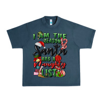 Midnight Navy i am the reason santa has a naughty list Urban Heavy Tee - MaliasSmallBusiness