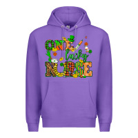 Purple St. Patricks Day one lucky nurse Premium Hoodie - HowdyJamesFarm