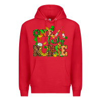 Red St. Patricks Day one lucky nurse Premium Hoodie - HowdyJamesFarm
