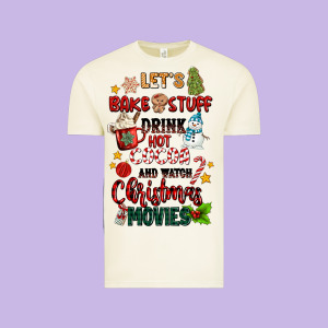 Let's Bake Stuff Drink Hot Cocoa And Watch Christm Vintage Tee Designed By Maliassmallbusiness