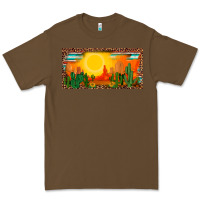 Cacao western  sunset cactus leopard serape   license plate template Premium Tee - BarkalooDesign