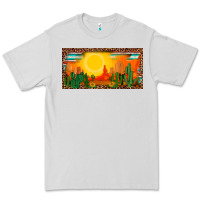 Dove Grey western  sunset cactus leopard serape   license plate template Premium Tee - BarkalooDesign