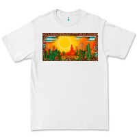 White western  sunset cactus leopard serape   license plate template Premium Tee - BarkalooDesign