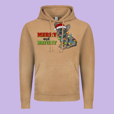 Merry And Bright French Bulldog Vintage Hoodie Designed By Ranaportraitstore