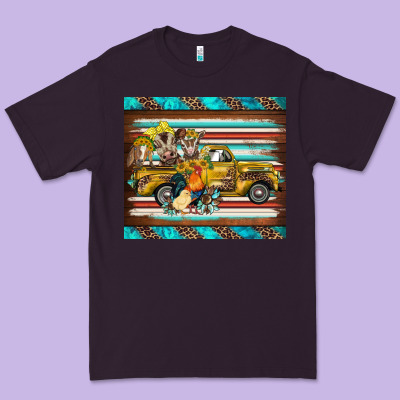 Western Truck Farm Animals Serape Leopard Turquoise's Premium Tee Designed By Barkaloodesign