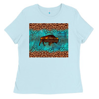 Baby Blue bison leopard gemstone Ladies Tee - Artiststas