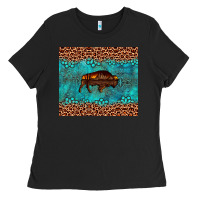 Black bison leopard gemstone Ladies Tee - Artiststas