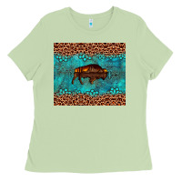 Matcha bison leopard gemstone Ladies Tee - Artiststas