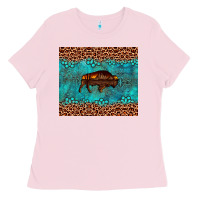 Bubblegum Pink bison leopard gemstone Ladies Tee - Artiststas