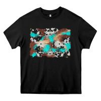 Black western cowhide turquoise and wood background Heavy Core Tee - Artiststas