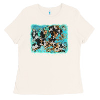 Turquoise Cowhide Leopard Background Ladies Tee | Teevron