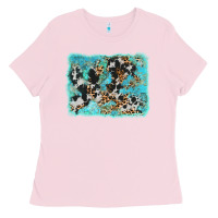 Bubblegum Pink turquoise cowhide leopard background Ladies Tee - AdoDesignShop