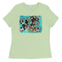 Matcha turquoise cowhide leopard background Ladies Tee - AdoDesignShop