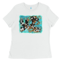 White turquoise cowhide leopard background Ladies Tee - AdoDesignShop