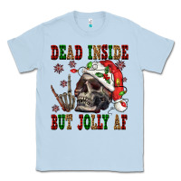 Dusty Blue Dead inside but jolly af Classic Tee - NancyCooperArtShop