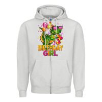 3rd Birthday Girl T Rex Pink Zipper Hoodie | Teevron