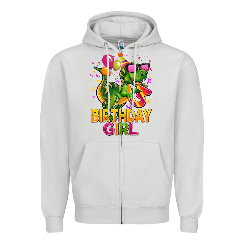 3rd Birthday Girl T Rex Pink Zipper Hoodie by CowGirlArtShop | Teevron